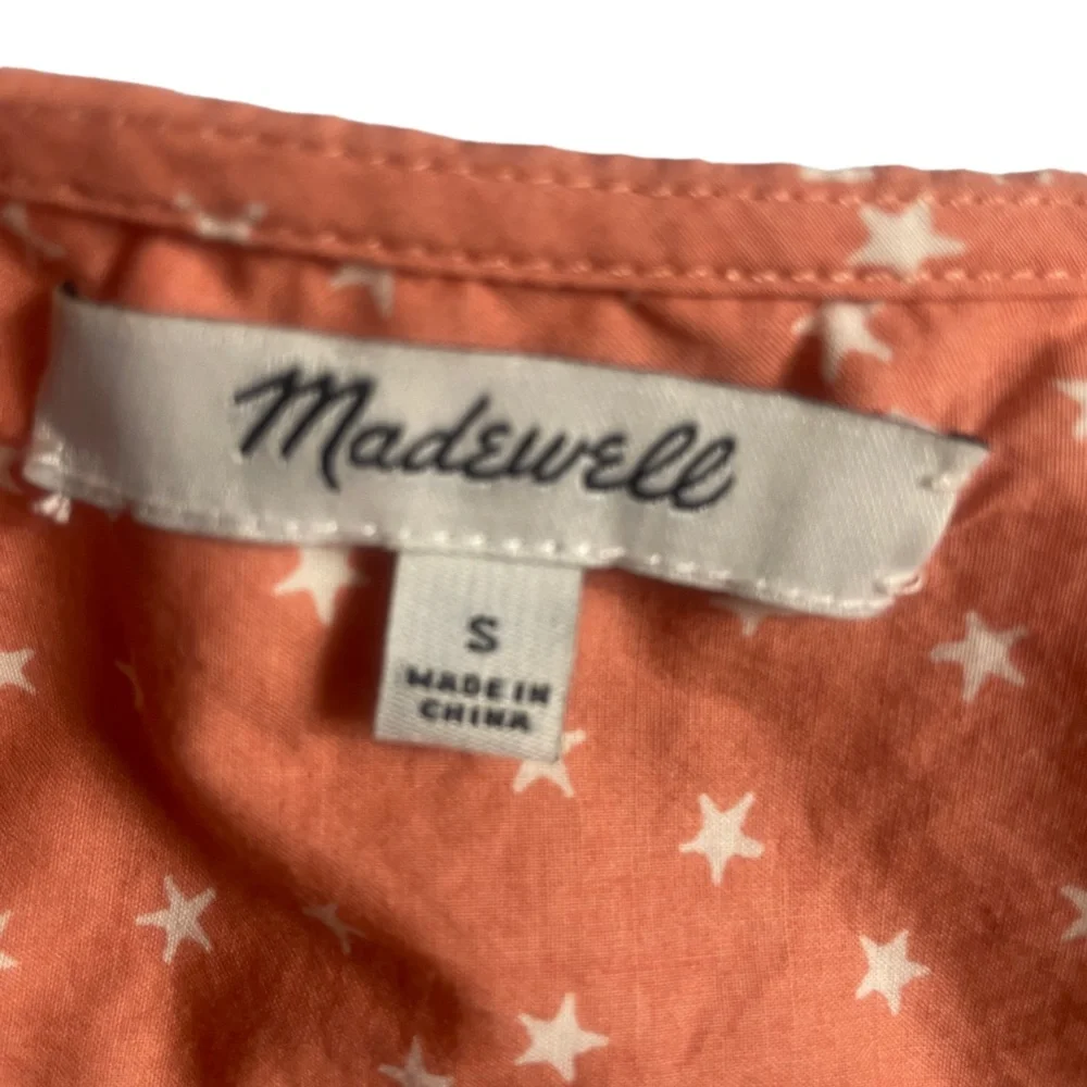 Madewell Small Orange White 100% Cotton Ladies Cute‎ Top - Picture 2 of 6